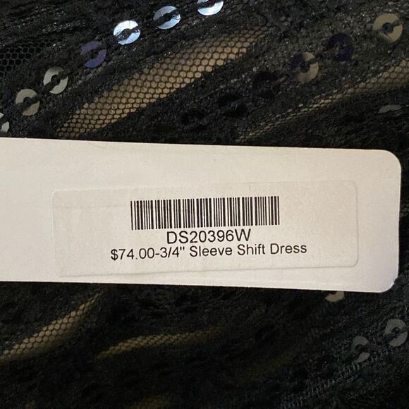 72. Ark & Co. Black Sequin Shift Dress Sz S 3/4 Sleeve  NWT Party NYE Sparkly - Picture 9 of 12